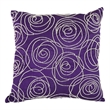 Designer Faux Silk Cotton Pillow with Pearl Beads- Purple and Silver-