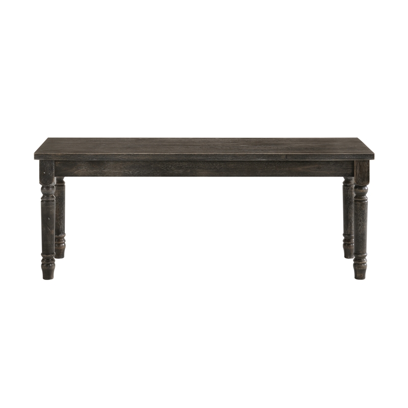 Transitional Style Rectangular Wooden Bench with Turned Legs- Bench
