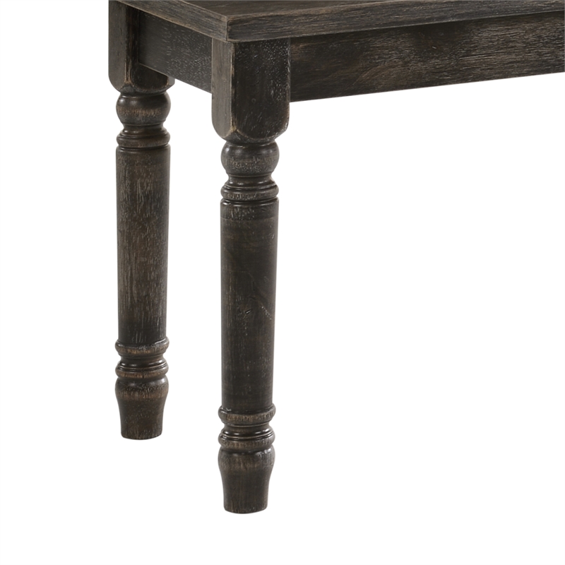 Transitional Style Rectangular Wooden Bench with Turned Legs- Bench