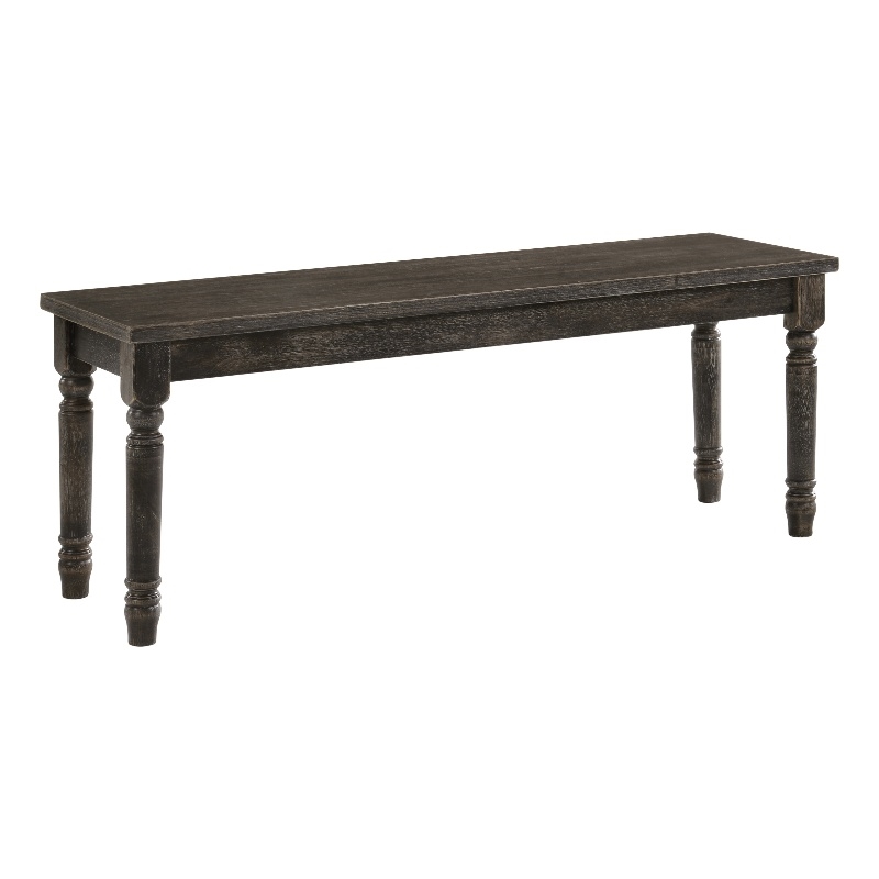 Transitional Style Rectangular Wooden Bench with Turned Legs- Bench