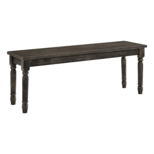 Transitional Style Rectangular Wooden Bench with Turned Legs- Bench
