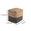 Cube Shape Jute Pouf with Braided Design- Black and Brown