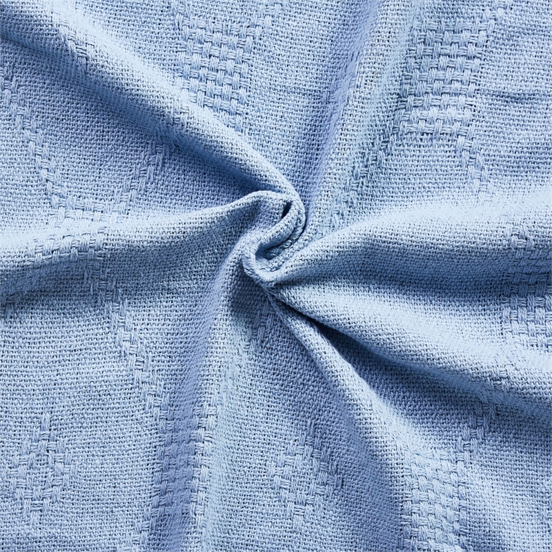 Lyon Fabric Throw with Textured Waffle Weave Design - Set of 2- Blue