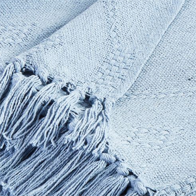 Lyon Fabric Throw with Textured Waffle Weave Design - Set of 2- Blue