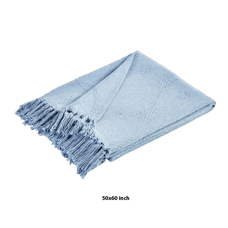 Lyon Fabric Throw with Textured Waffle Weave Design - Set of 2- Blue