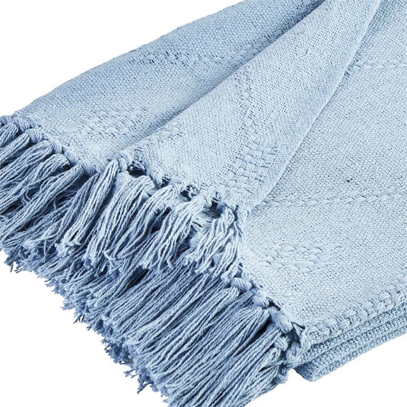 Lyon Fabric Throw with Textured Waffle Weave Design - Set of 2- Blue