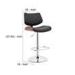 Metal and Faux Leather Adjustable Bar Stool- Black and Silver