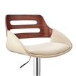 Faux Leather Adjustable Swivel Bar Stool- Walnut and Cream