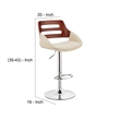 Faux Leather Adjustable Swivel Bar Stool- Walnut and Cream