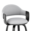 26 Inch Leatherette Barstool with Curved Back- Gray and Black