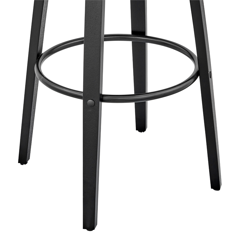 26 Inch Leatherette Barstool with Curved Back- Gray and Black