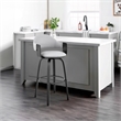 26 Inch Leatherette Barstool with Curved Back- Gray and Black
