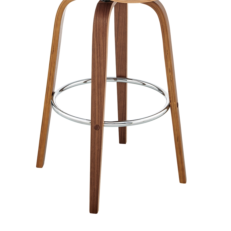 Swivel Bar Stool with Leatherette Bucket Seat- Gray