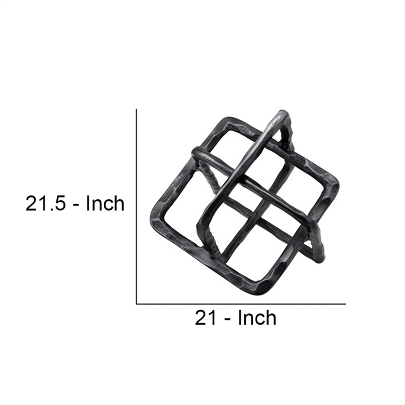 10 Inch Metal Accent Decor with Square Interlinks- Gray