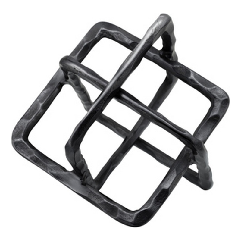 10 Inch Metal Accent Decor with Square Interlinks- Gray