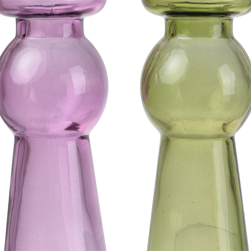 Glass Pillar Tealight Candle Holders- Set of 4- Multicolor