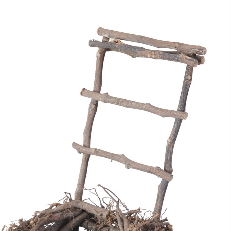 Nature Inspired Wooden Nest Planter with Clay Pot- Gray and Brown