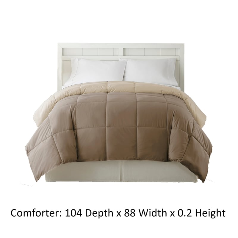 Genoa King Size Box Quilted Reversible Comforter The Urban Port- Brown and Gold