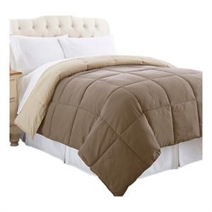 Genoa King Size Box Quilted Reversible Comforter The Urban Port- Brown and Gold