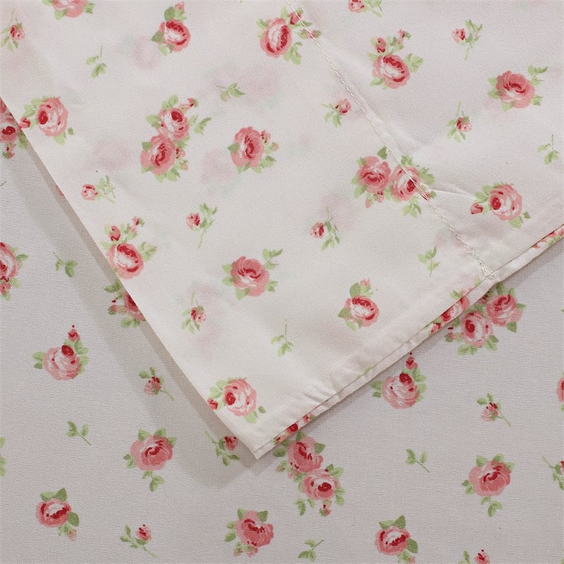 Melun 4 Piece Full Size Sheet Set with Rose Sketch The Urban Port- Pink White