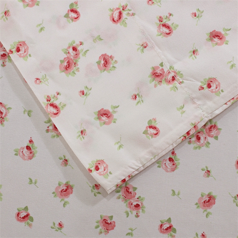 Melun 4 Piece Full Size Sheet Set with Rose Sketch The Urban Port- Pink White