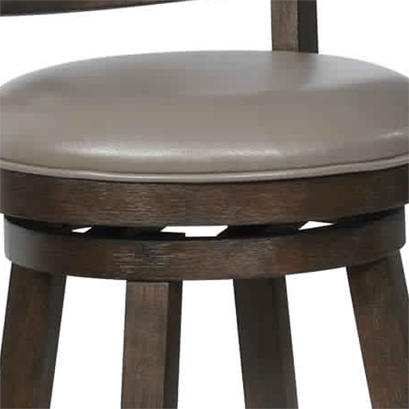 Curved Back Swivel Bar Stool with Leatherette Seat-Set of 2- Gray and Brown
