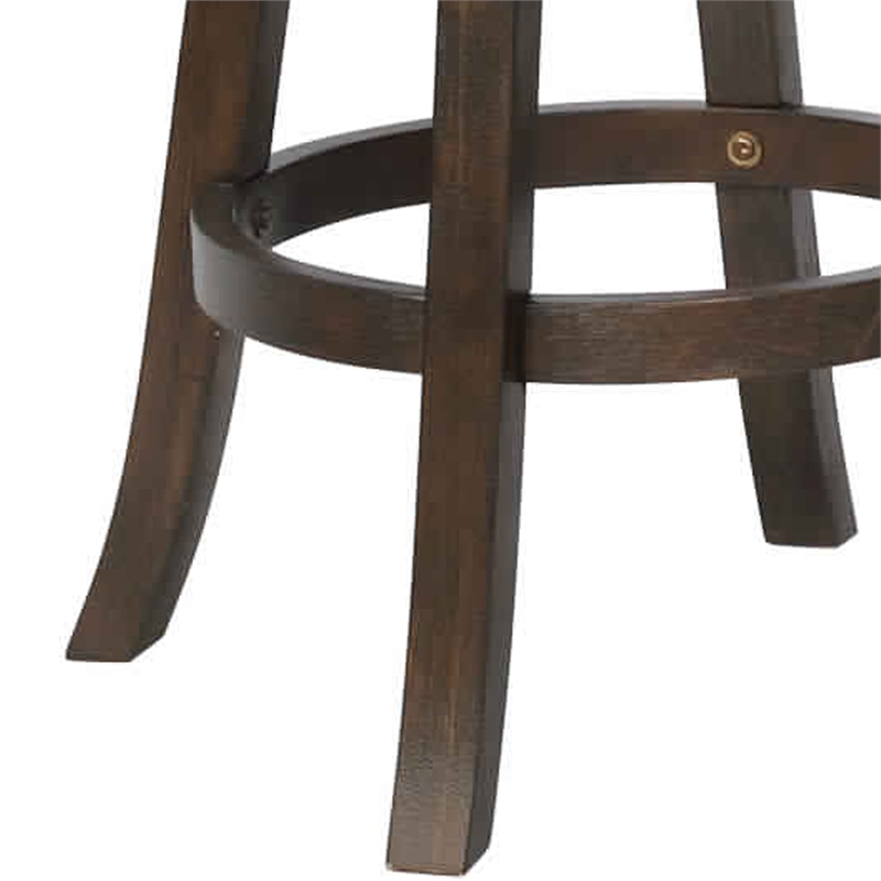 Curved Back Swivel Bar Stool with Leatherette Seat-Set of 2- Gray and Brown