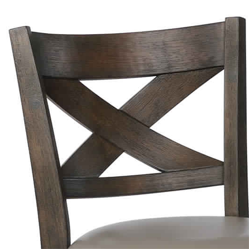 Curved Back Swivel Bar Stool with Leatherette Seat-Set of 2- Gray and Brown