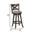 Curved Back Swivel Bar Stool with Leatherette Seat-Set of 2- Gray and Brown