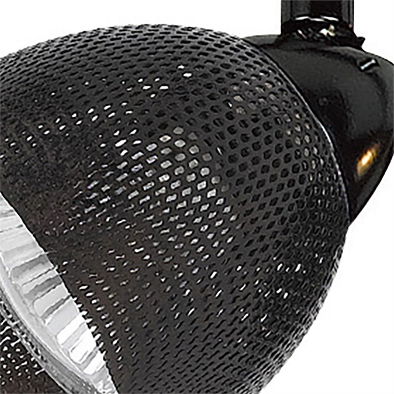 Round Metal Mesh Shade Track Light Head and Frame- Black