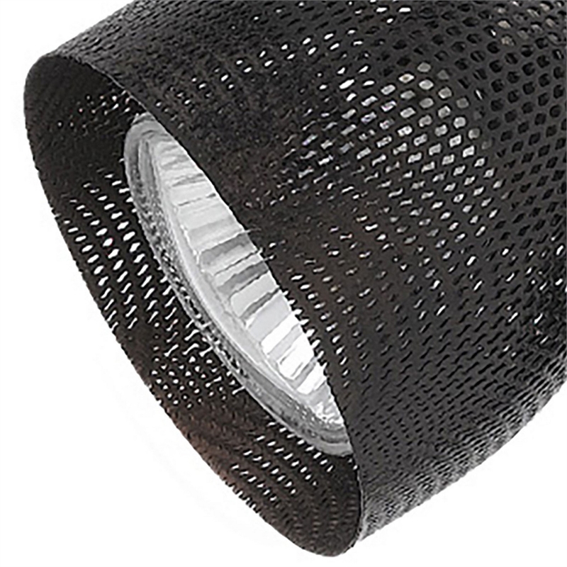 Round Metal Mesh Shade Track Light Head and Frame- Black