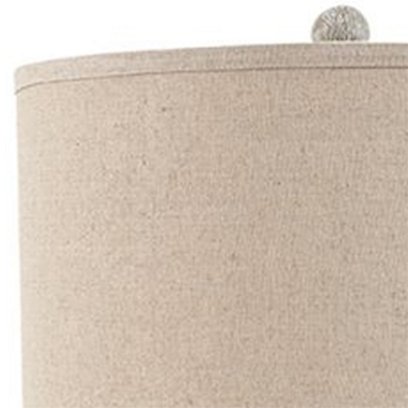 Drum Shade Table Lamp with Pedestal Base- Set of 2- Beige and Off White