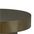 Contemporary Round Metal Coffee Table with Drum Base- Bronze