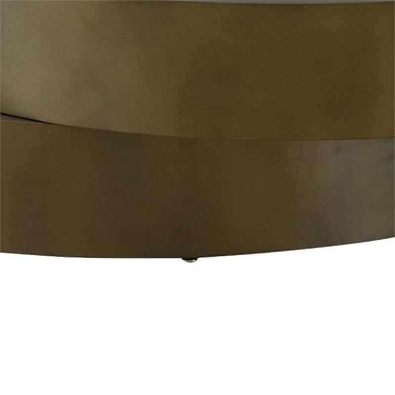 Contemporary Round Metal Coffee Table with Drum Base- Bronze
