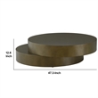Contemporary Round Metal Coffee Table with Drum Base- Bronze