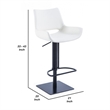 Swivel Faux Leather Bar Stool with Countered Seat- White and Black