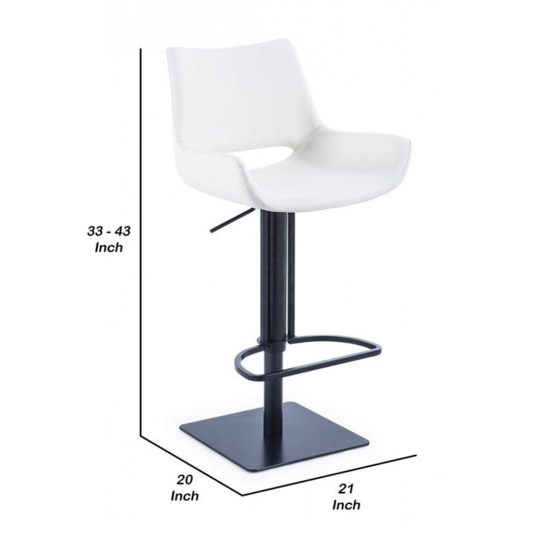 Swivel Faux Leather Bar Stool with Countered Seat- White and Black