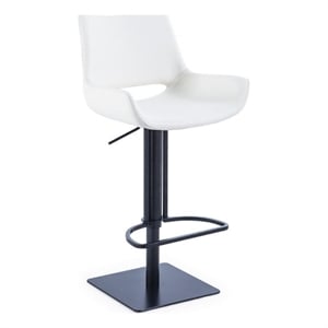 Swivel Faux Leather Bar Stool with Countered Seat- White and Black