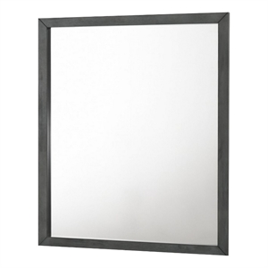 Wall Mirror with Rectangle Frame and Natural Wood Grain Details- Gray