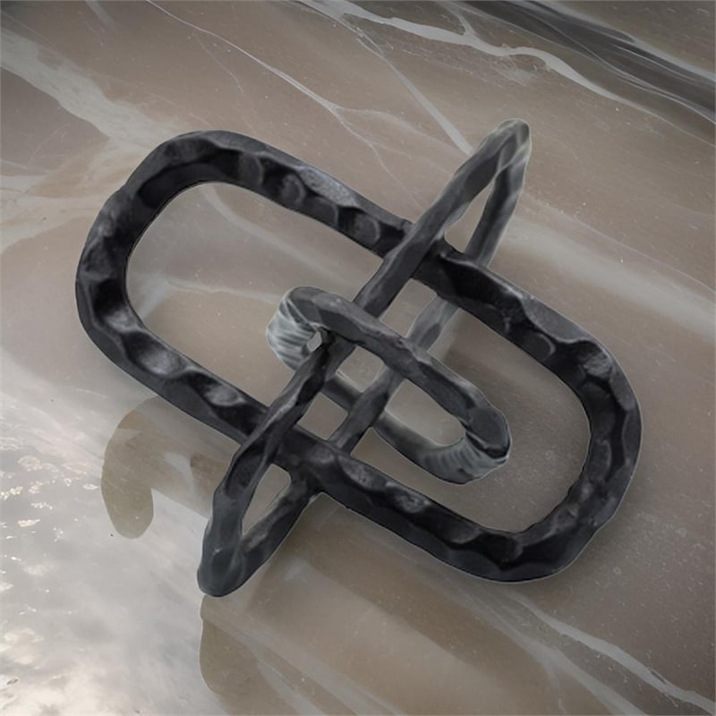 Metal Accent Decor with Oval Shaped Interlinks- Gray