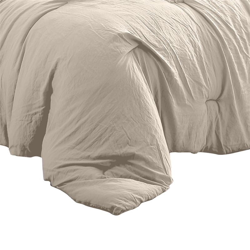 Veria 4 Piece Queen Comforter Set with Deep Stitching The Urban Port- Beige
