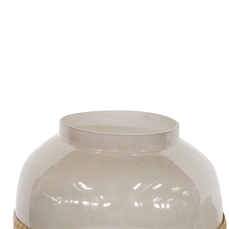 Glass Frame Vase with Tapered Body Design- White and Brass