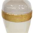 Glass Frame Vase with Tapered Body Design- White and Brass