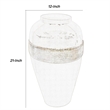Glass Frame Vase with Tapered Body Design- White and Brass