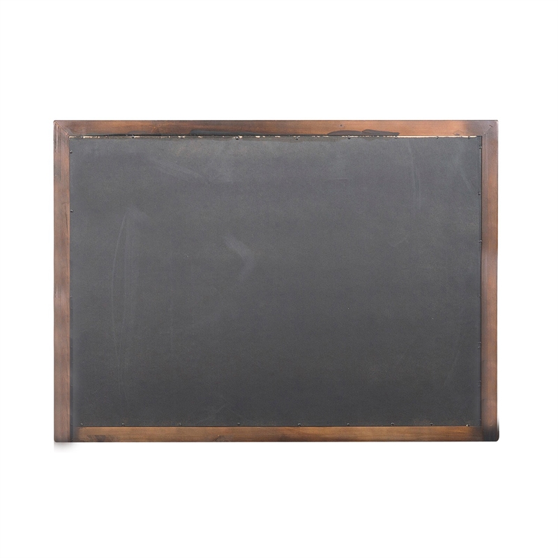 38 Inch Wooden Landscape Mirror- Molded Details- Dual Texture- Brown