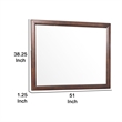 38 Inch Wooden Landscape Mirror- Molded Details- Dual Texture- Brown