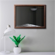 38 Inch Wooden Landscape Mirror- Molded Details- Dual Texture- Brown
