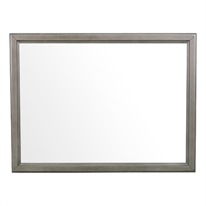 Wooden Square Mirror with Molded Details and Dual Texture- Gray