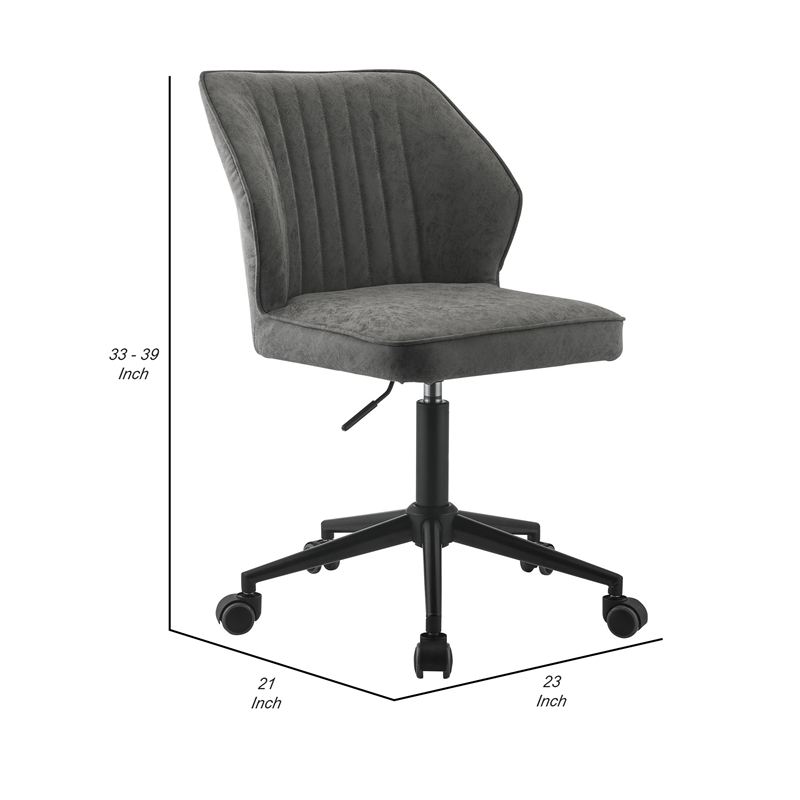Swivel Office Chair with Stitching Details and Starbase- Gray