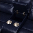 Motion Loveseat with Leatherette Upholstery and Tufted Seat- Navy Blue